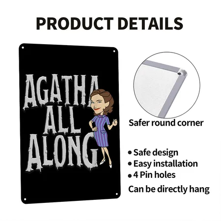 Wandavision Agatha All Along Big Text Black Metal Poster Wall Art Decor Sign