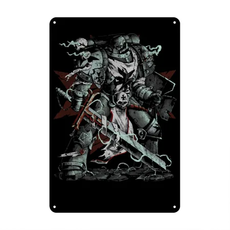 War Hammer Black Templars Chapter Black Metal Poster Wall Art Decor Sign