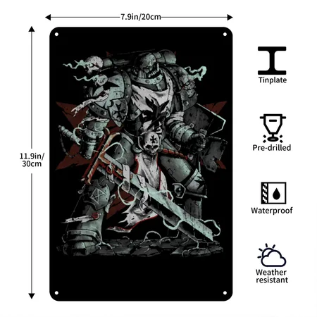 War Hammer Black Templars Chapter Black Metal Poster Wall Art Decor Sign