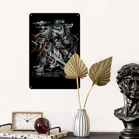 War Hammer Black Templars Chapter Black Metal Poster Wall Art Decor Sign