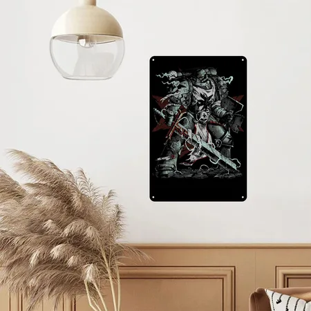 War Hammer Black Templars Chapter Black Metal Poster Wall Art Decor Sign