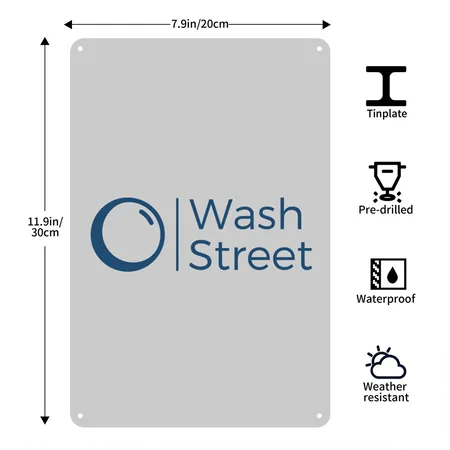 Wash Street Heather Gray Metal Poster Wall Art Decor Sign