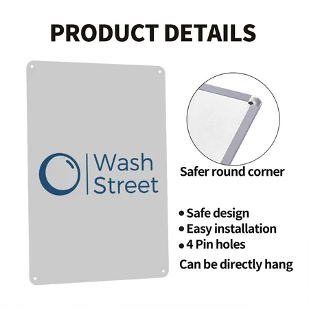 Wash Street Heather Gray Metal Poster Wall Art Decor Sign