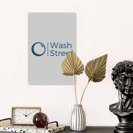 Wash Street Heather Gray Metal Poster Wall Art Decor Sign