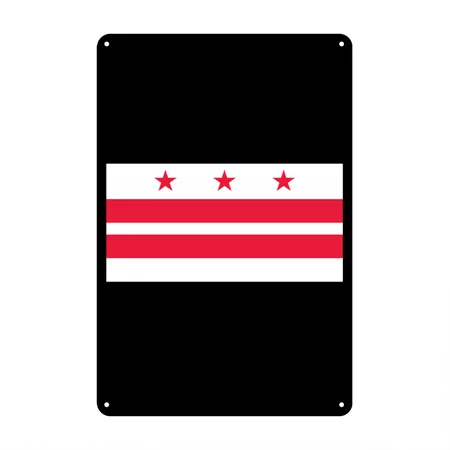 Washington, D.C. Flag Black Metal Poster Wall Art Decor Sign