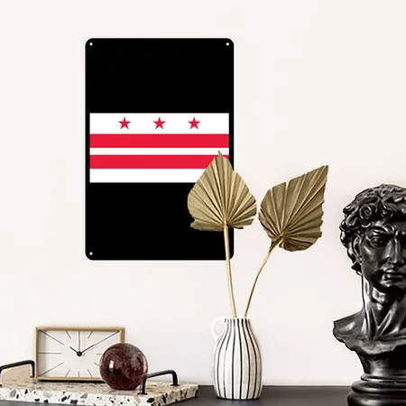 Washington, D.C. Flag Black Metal Poster Wall Art Decor Sign