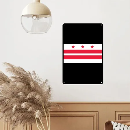 Washington, D.C. Flag Black Metal Poster Wall Art Decor Sign