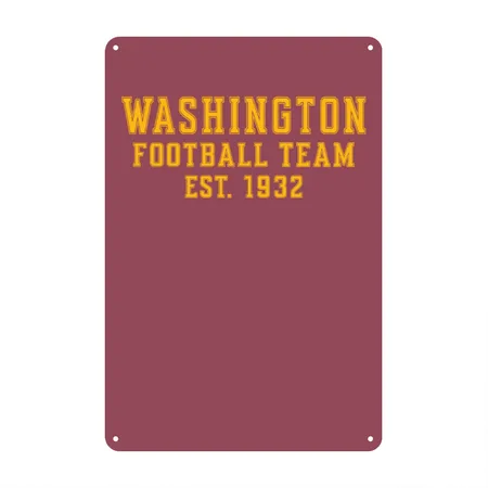Washington Football Team Heather Burgundy Metal Poster Wall Art Decor Sign