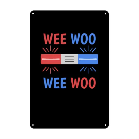 Wee Woo Paramedic Ambulance Emergency Lights Black/white Metal Poster Wall Art Decor Sign