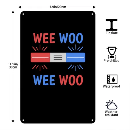 Wee Woo Paramedic Ambulance Emergency Lights Black/white Metal Poster Wall Art Decor Sign