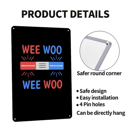 Wee Woo Paramedic Ambulance Emergency Lights Black/white Metal Poster Wall Art Decor Sign