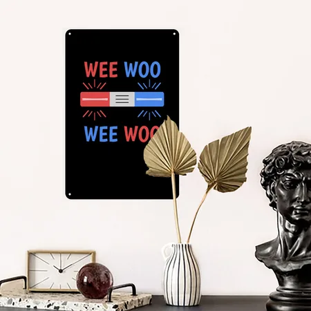 Wee Woo Paramedic Ambulance Emergency Lights Black/white Metal Poster Wall Art Decor Sign