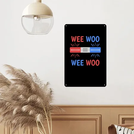 Wee Woo Paramedic Ambulance Emergency Lights Black/white Metal Poster Wall Art Decor Sign