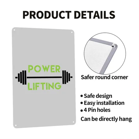 Weightlifting, Power Lifting, Weight Training, Wei Heather Gray Metal Poster Wall Art Decor Sign