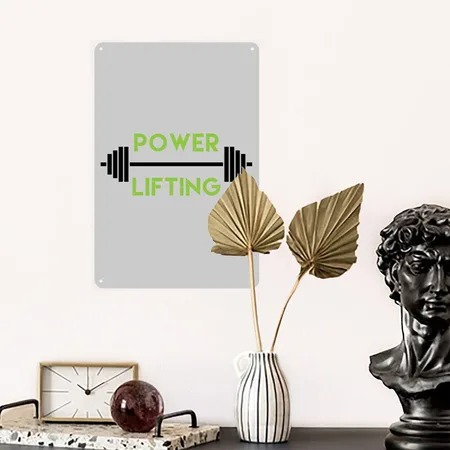 Weightlifting, Power Lifting, Weight Training, Wei Heather Gray Metal Poster Wall Art Decor Sign