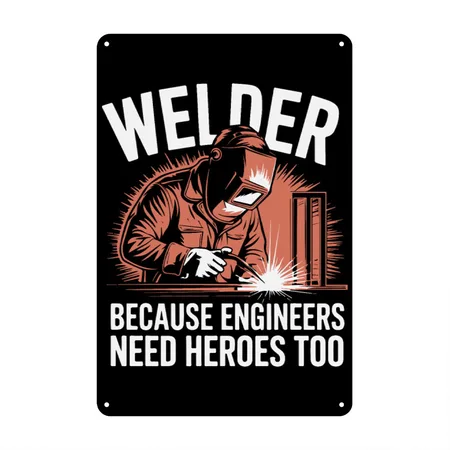 Welder Because Engineers Need Heroes Too Welding Black Metal Poster Wall Art Decor Sign