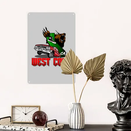 West Coasting Heather Gray Metal Poster Wall Art Decor Sign