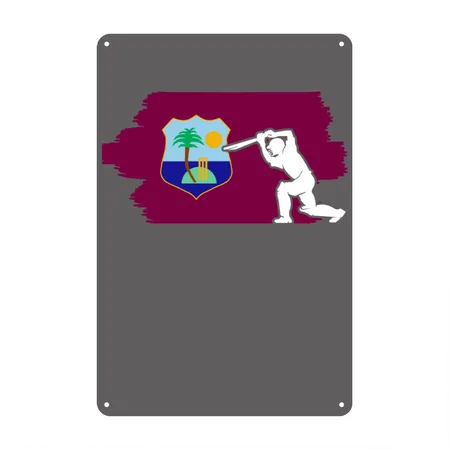 West Indies Flag Cricket Fans West Indies Cricketw Charcoal Grey Metal Poster Wall Art Decor Sign