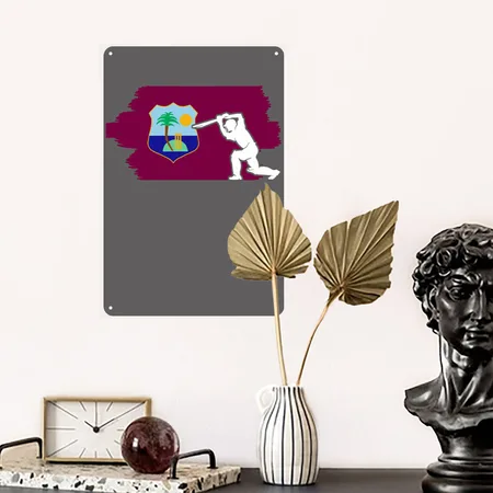 West Indies Flag Cricket Fans West Indies Cricketw Charcoal Grey Metal Poster Wall Art Decor Sign