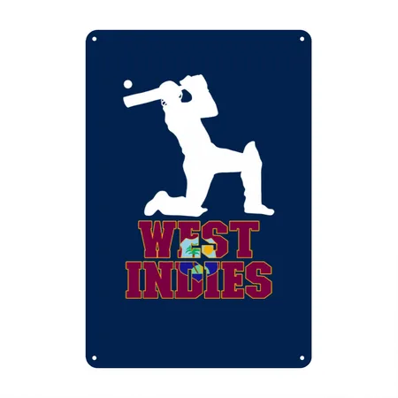 West Indies Flag Cricket Fans West Indies Cricketw Navy Metal Poster Wall Art Decor Sign
