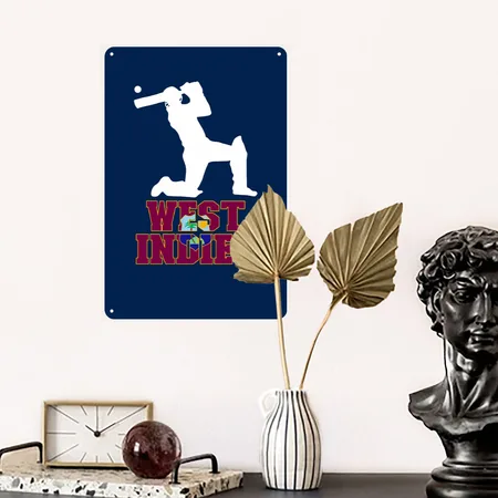 West Indies Flag Cricket Fans West Indies Cricketw Navy Metal Poster Wall Art Decor Sign