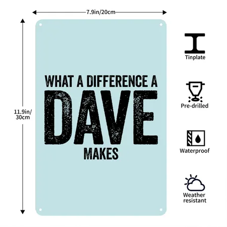 What A Difference A Dave Makes Pastel Spiral Metal Poster Wall Art Decor Sign