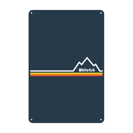 Whitefish Montana Deep Navy Metal Poster Wall Art Decor Sign