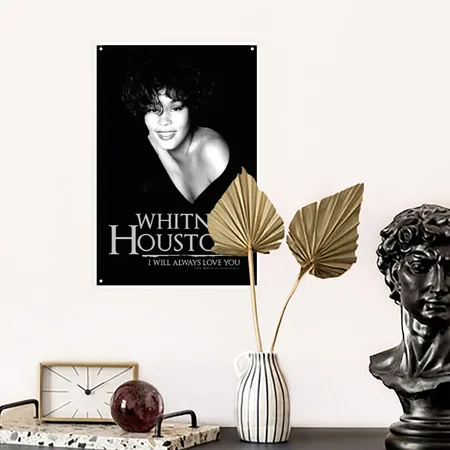 Whitney Houston Black And White White Metal Poster Wall Art Decor Sign