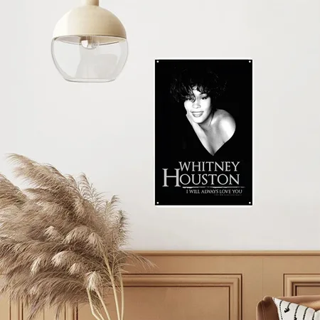 Whitney Houston Black And White White Metal Poster Wall Art Decor Sign
