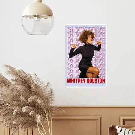 Whitney Houston Lettering In The Background White Metal Poster Wall Art Decor Sign
