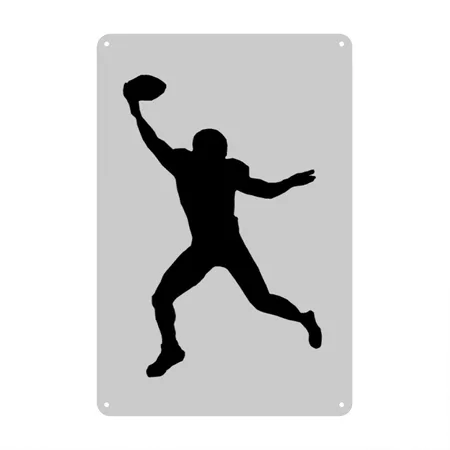 Wide Receiver Silhouette Heather Gray Metal Poster Wall Art Decor Sign
