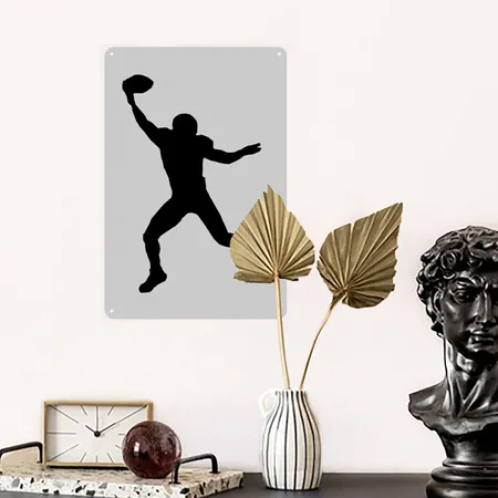 Wide Receiver Silhouette Heather Gray Metal Poster Wall Art Decor Sign