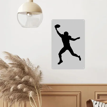 Wide Receiver Silhouette Heather Gray Metal Poster Wall Art Decor Sign