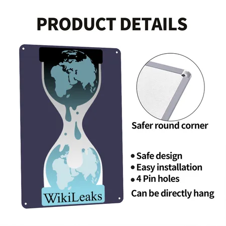 Wikileaks - Official Navy Metal Poster Wall Art Decor Sign