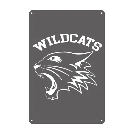Wildcats Team Charcoal Grey Metal Poster Wall Art Decor Sign