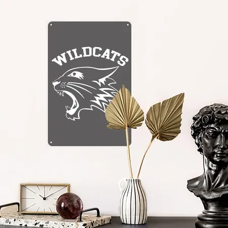 Wildcats Team Charcoal Grey Metal Poster Wall Art Decor Sign