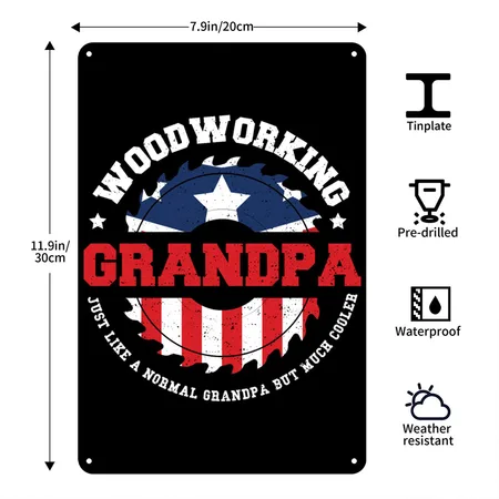 Woodworking Grandpa - Grandpa Black/white Metal Poster Wall Art Decor Sign