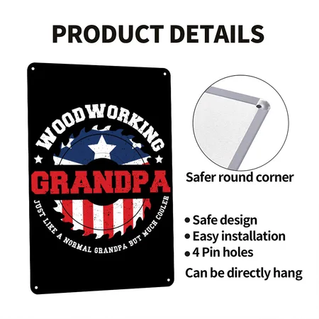Woodworking Grandpa - Grandpa Black/white Metal Poster Wall Art Decor Sign