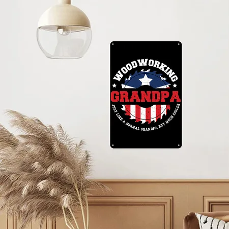 Woodworking Grandpa - Grandpa Black/white Metal Poster Wall Art Decor Sign
