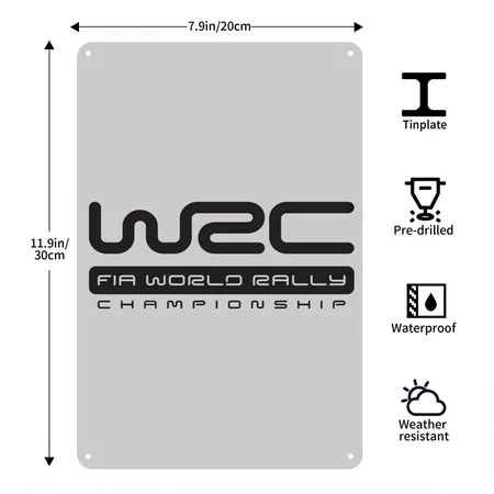 Wrc Logo Black Heather Gray Metal Poster Wall Art Decor Sign
