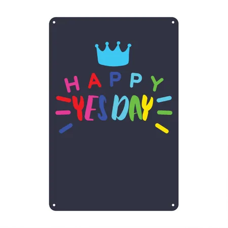 Yes Day Navy/heather Gray Metal Poster Wall Art Decor Sign