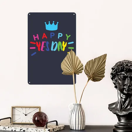 Yes Day Navy/heather Gray Metal Poster Wall Art Decor Sign