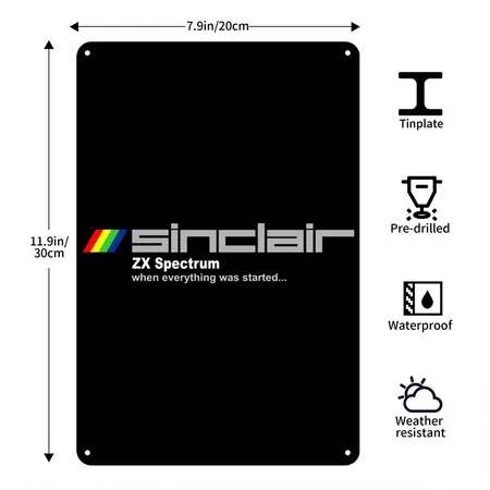 ZX Spectrum Logo Black/white Metal Poster Wall Art Decor Sign