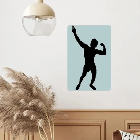 Zyzz Silhouette Vector Dusty Blue Metal Poster Wall Art Decor Sign